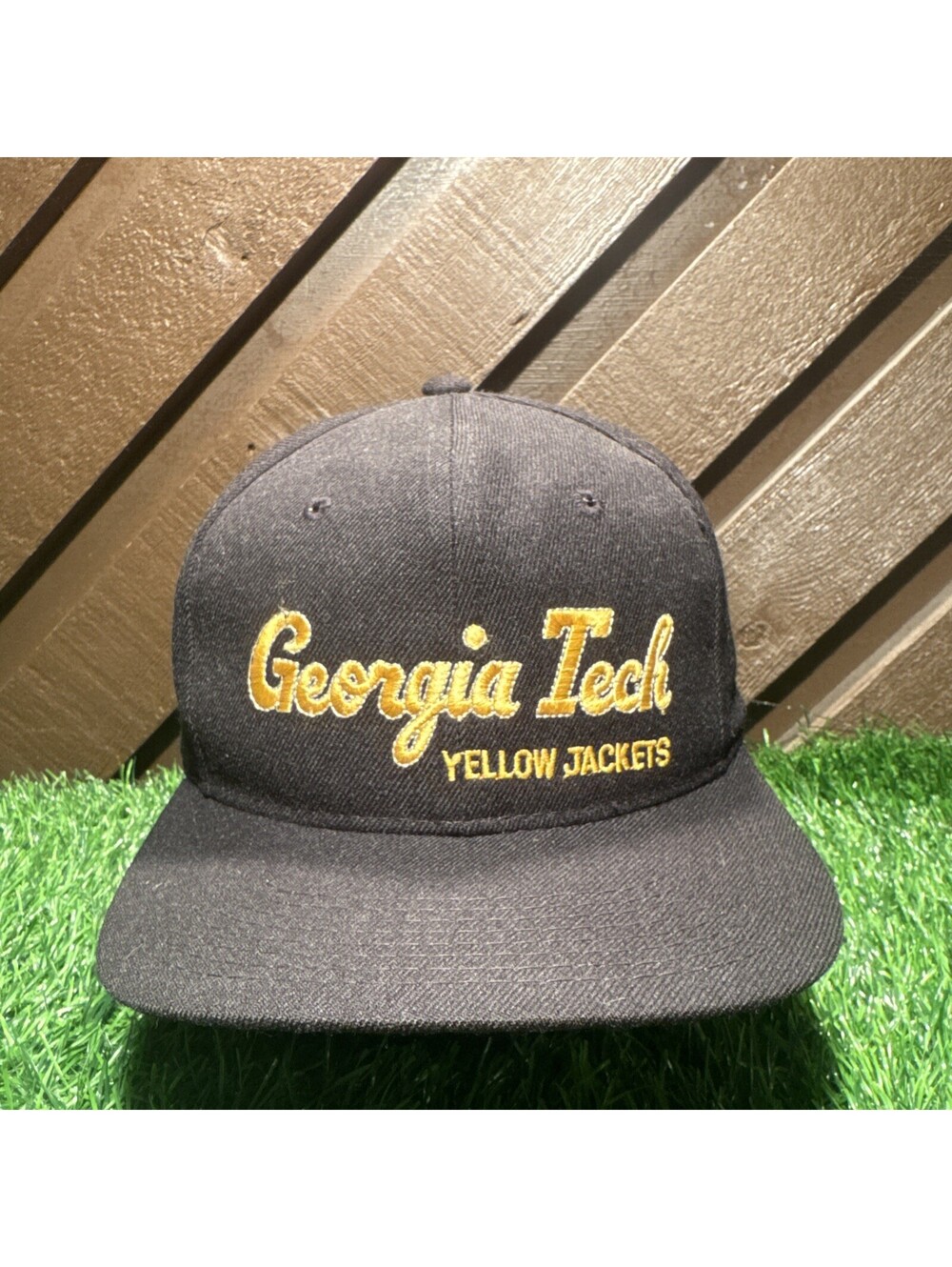 VTG Georgia Tech Yellow Jackets Hat The Game Big Script Wool Blend Snapback Cap